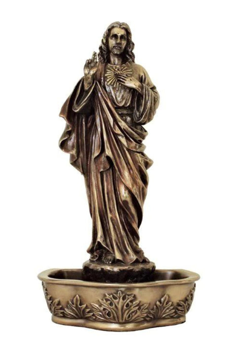 SR-77863 Standing/Hanging Sacred Heart of Jesus Font in Cold Cast Bronze 9"