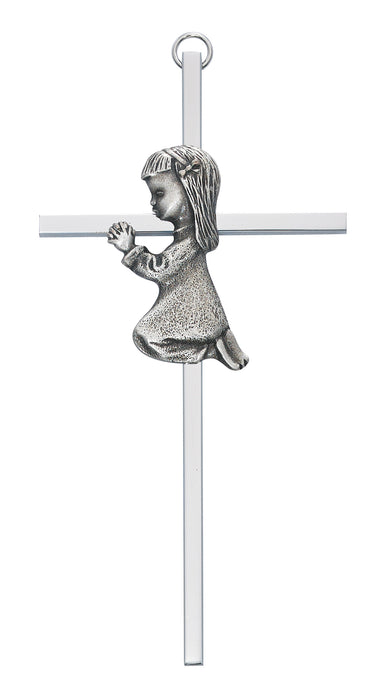 6 in Silver Girl Cross Boxed  - 73-13603