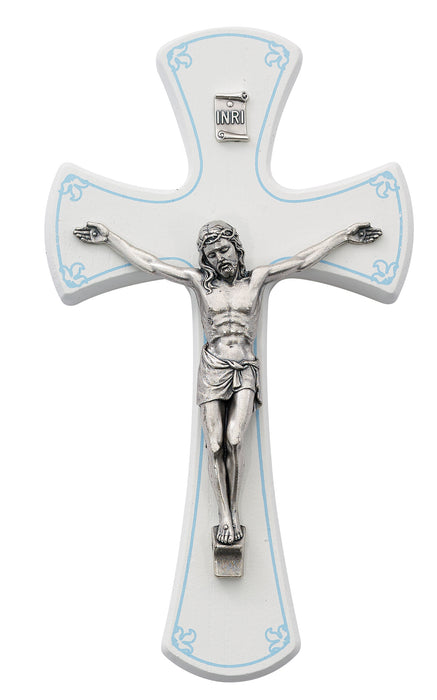 7 in. White/Blue Crucifix Boxed - 79-66