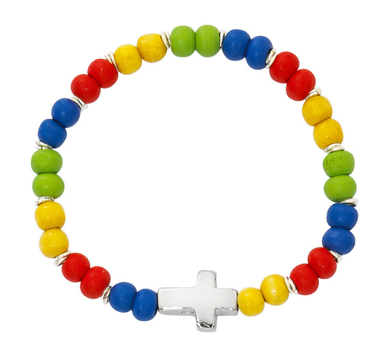 BABY MULTI COLORED WOOD STRETCH BRACELET-BR1007C