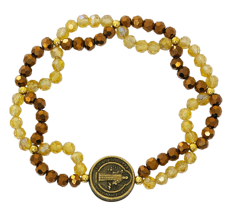 TOPAZ/BROWN BENEDICT STRETCH BRACELET-BR132C