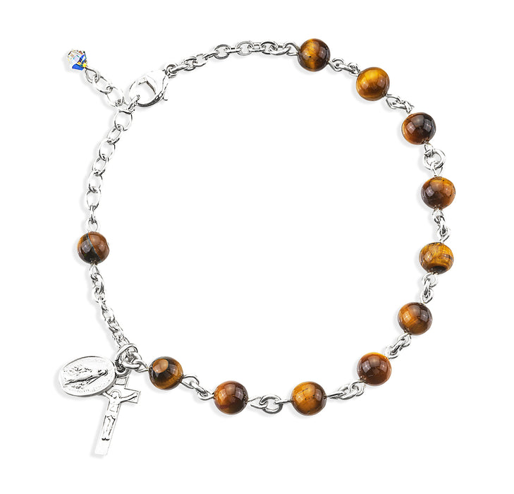 Genuine Tiger Eye Round Rosary Bracelet - BR7600TG