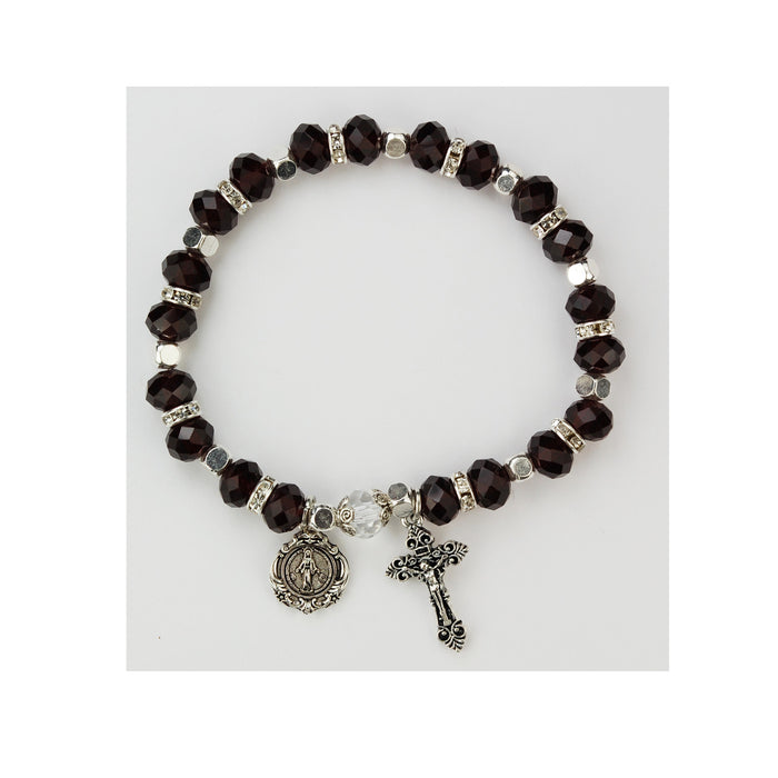 GARNET ROSARY STRETCH BRACELET-BR807C