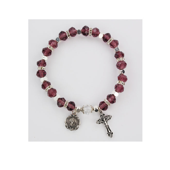 DARK AMETHYST ROSARY STRETCH  BRACELET-BR808C