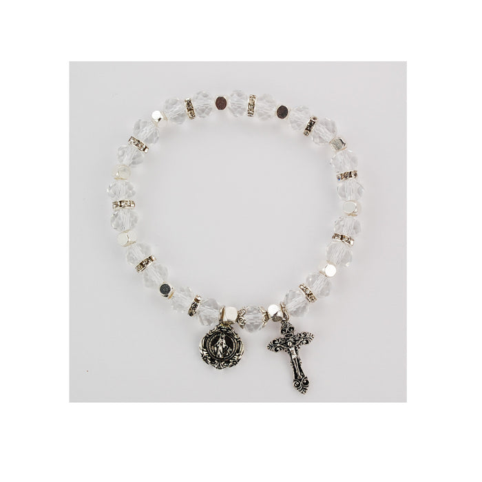 CRYSTAL ROSARY STRETCH  BRACELET-BR810C