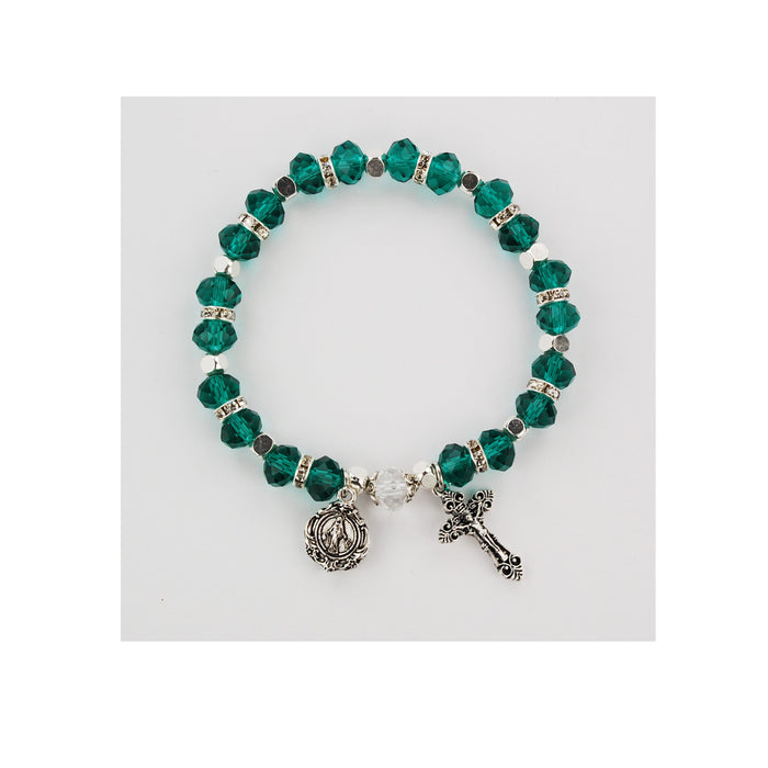 EMERALD ROSARY STRETCH  BRACELET-BR811C