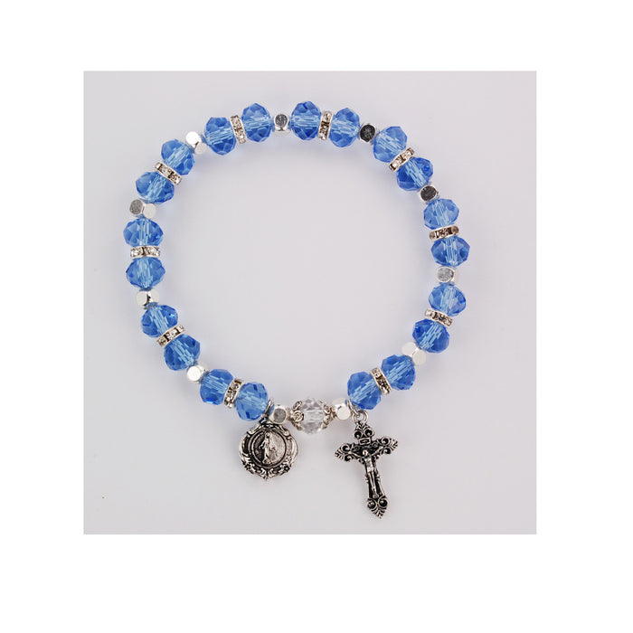 BLUE ROSARY STRETCH  BRACELET-BR818C