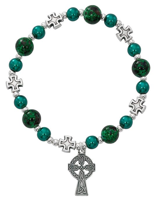 GREEN CELTIC STRETCH BRACELET-BR827C