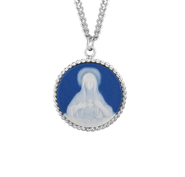 Blue Immaculate Heart of Mary Cameo Medal - CM172218