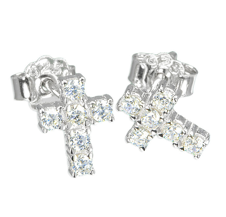 Sterling Silver Cubic Zirconia Cross Earring  - ER3980