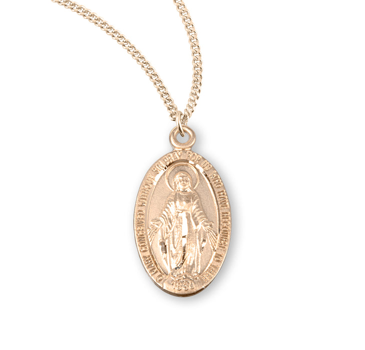 Gold Over Sterling Silver Oval Miraculous Medal - GS110618