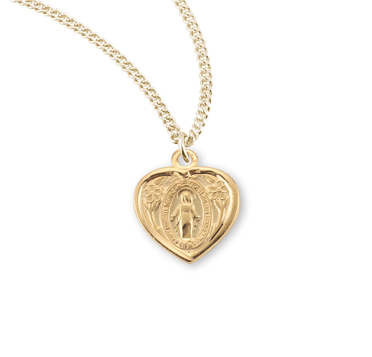 Gold Over Sterling Silver Heart Shape Miraculous Medal - GS112413