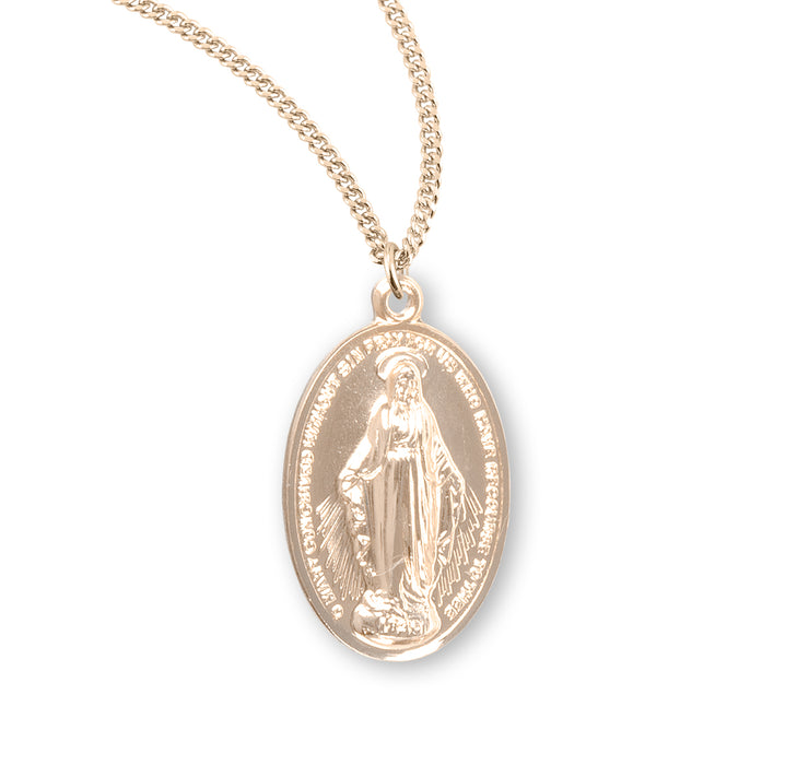 Gold Over Sterling Silver Oval Miraculous Medal - GS112518