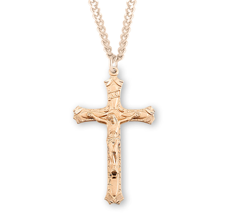 Gold Over Sterling Silver High Relief Crucifix - GS11524