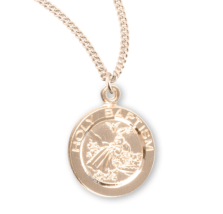 Holy Baptism Med Round Gold Over Sterling Silver Medal - GS159618