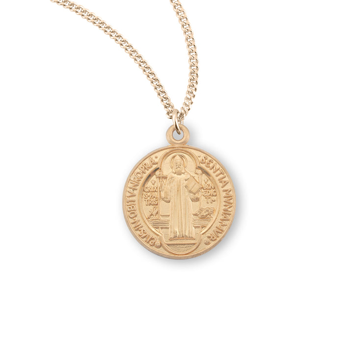 Saint Benedict Round Gold Over Sterling Silver Medal - GS167818