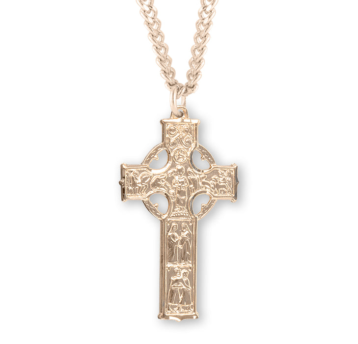 Gold Over Sterling Silver Irish Celtic Cross - GS172324