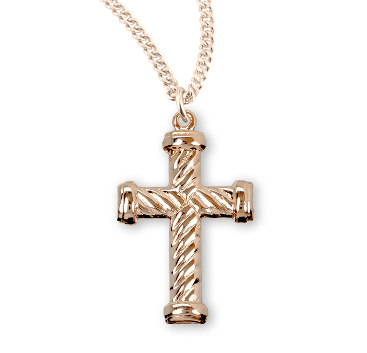 Gold Over Sterling Silver Twist Design Cross - GS178518