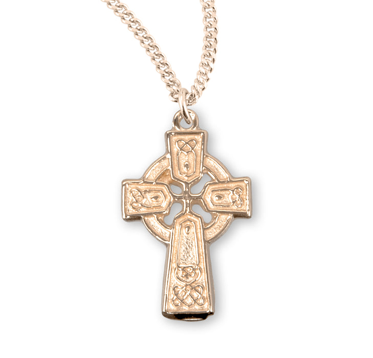 Gold Over Sterling Silver Irish Celtic Cross Pendant - GS178813