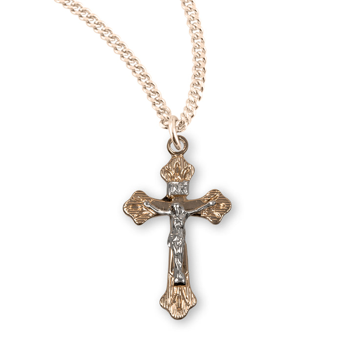 Flare Tipped Gold Over Sterling Silver Two Tone Crucifix - GS1819TT18