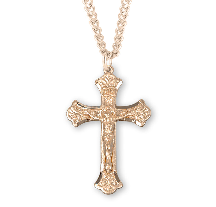 Fine Flared Gold Over Sterling Silver Crucifix - GS182520