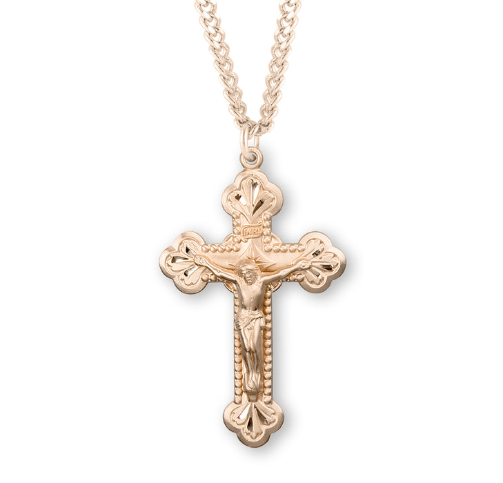 Gold Over Sterling Silver Budded Crucifix - GS18524