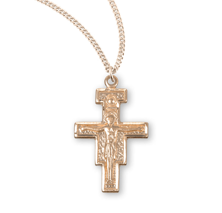 San Damiano Gold Over Sterling Silver Crucifix - GS186418