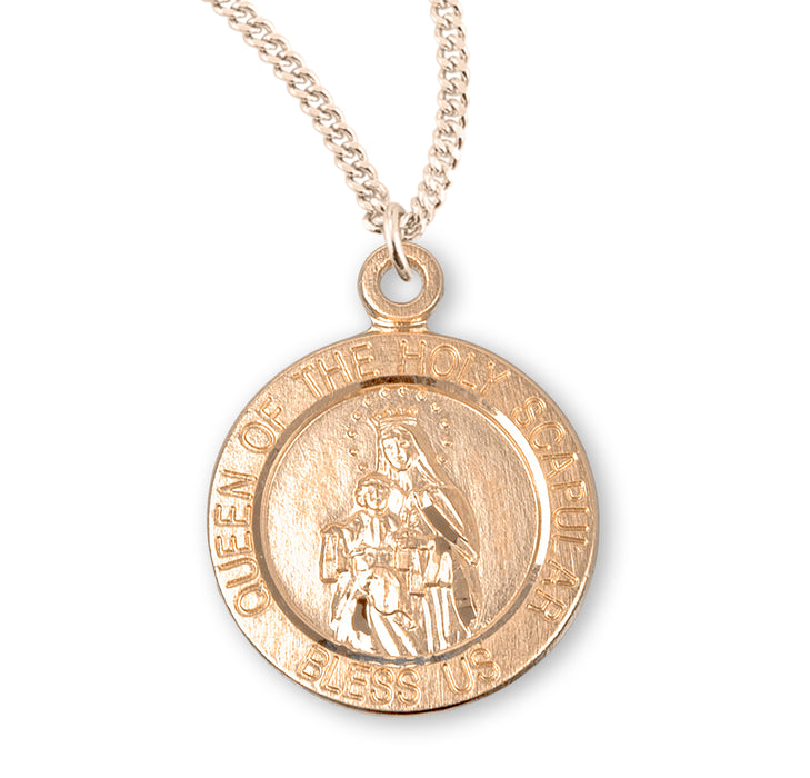 Holy Scapular Round Double Sided Gold Over Sterling Silver Medal - GS358318