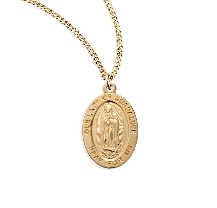 Our Lady of Guadalupe Oval Gold Over Sterling Silver Medal - GS359118