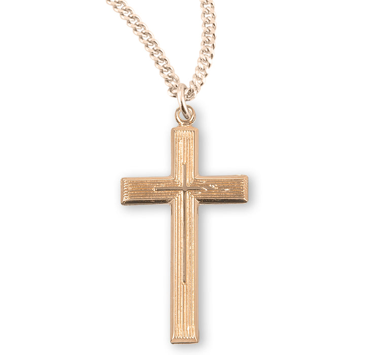 Gold Over Sterling Silver Cross with a High Polished Inlayed Cross - GS370418