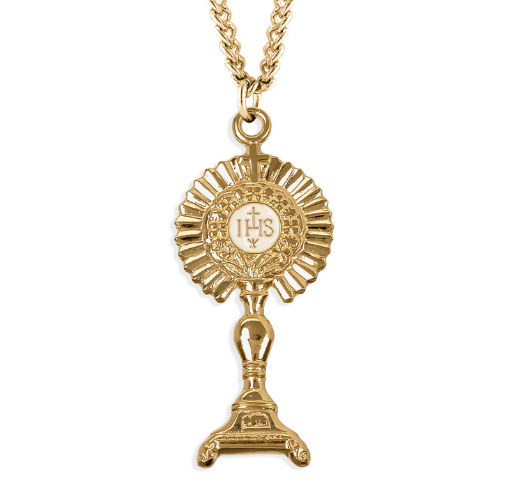 Gold Over Sterling Silver Monstrance Pendant - GS380624