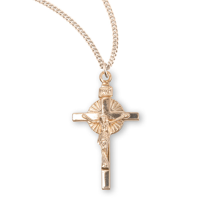 Sunburst Gold Over Sterling Silver Crucifix - GS382218