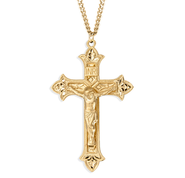 Gold Over Sterling Silver Fluer de Lis Tip Crucifix - GS386424