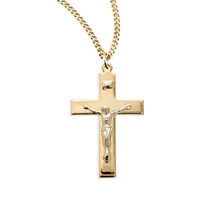 Gold Over Sterling Silver Two Toned Crucifix - GS3873TT24