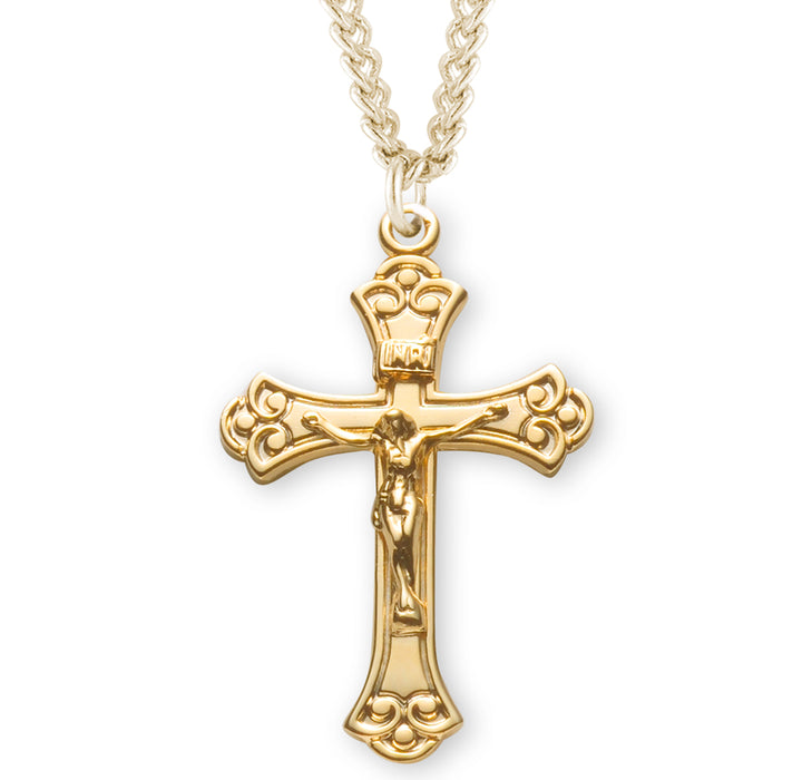 Swirled Gold Over Sterling Silver Crucifix - GS389418