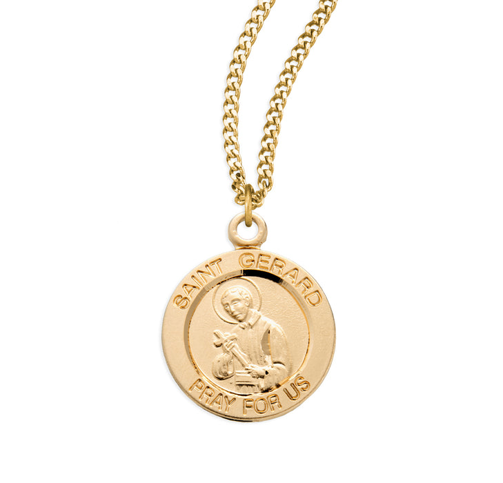 Patron Saint Gerard Round Gold Over Sterling Silver Medal - GS816218