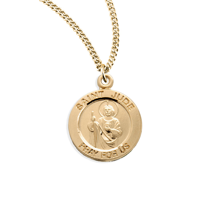 Patron Saint Jude Round Gold Over Sterling Silver Medal - GS850018