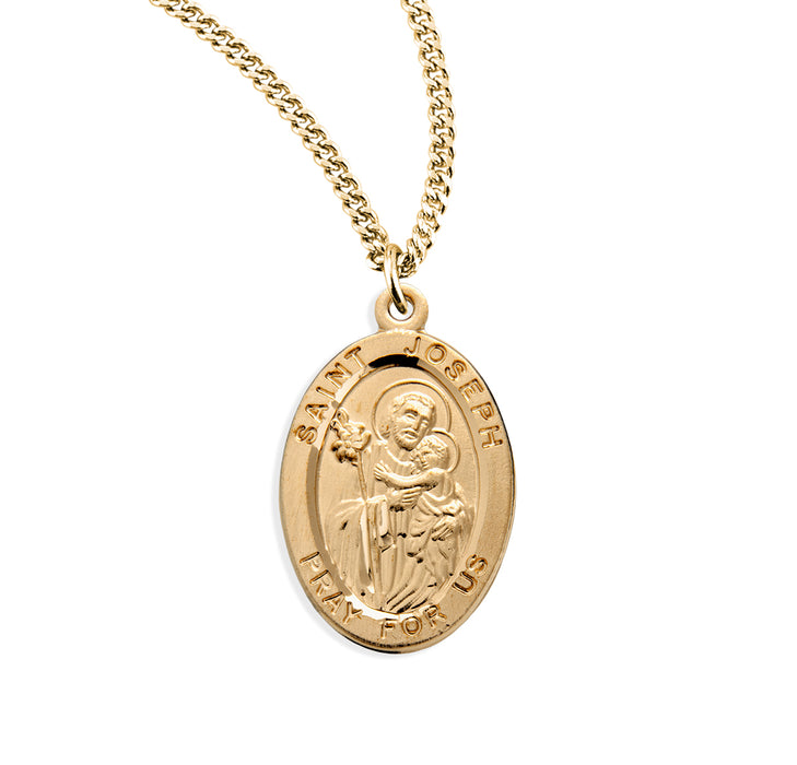 Patron Saint Joseph Oval Gold Over Sterling Silver Medal - GS929320