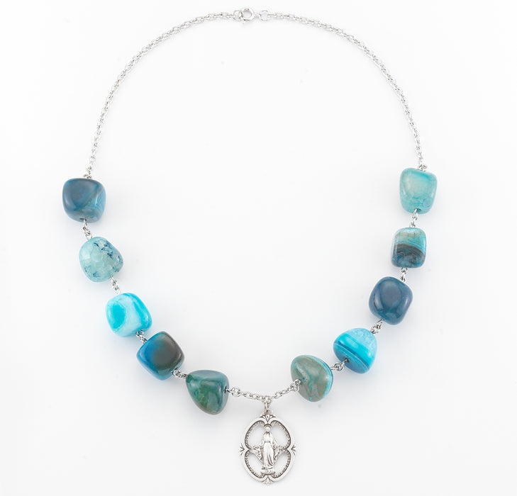 Blue Agate Stone Necklace - N79162165