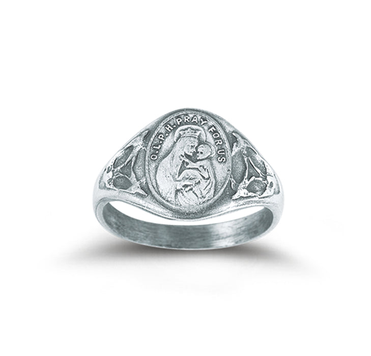 Sterling Silver Our Lady of Perpetual Help Ring with Sacred Heart Inside Size 7 - R42027