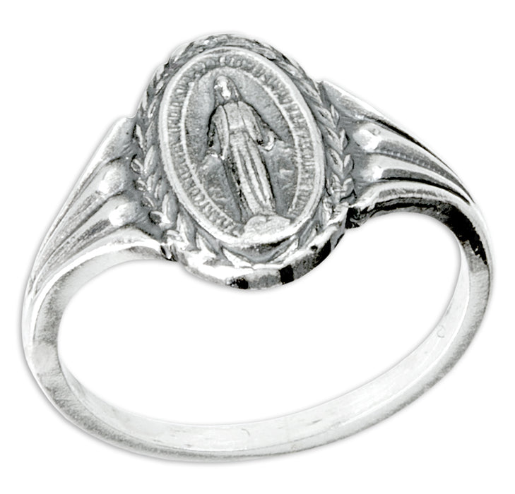 Miraculous Medal Sterling Silver Ring Size 5 - R42045