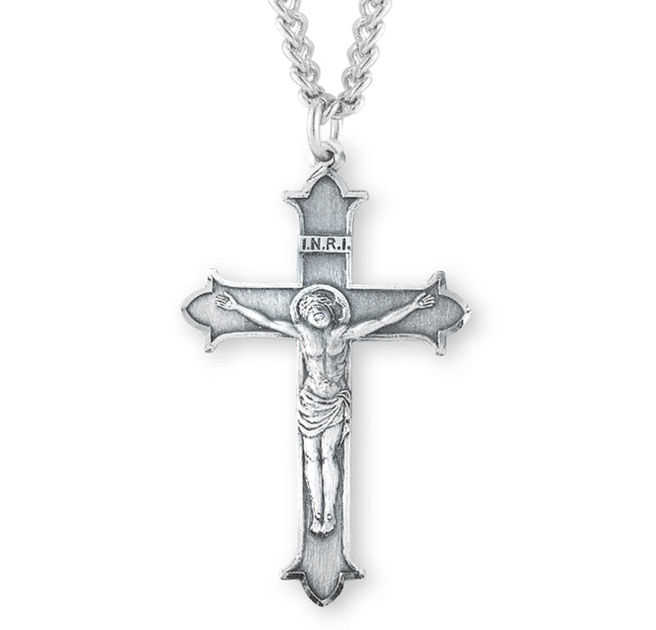 Flare Tipped Sterling Silver Crucifix - S10724