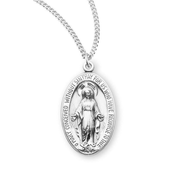 Sterling Silver Oval Miraculous Medal - S110718