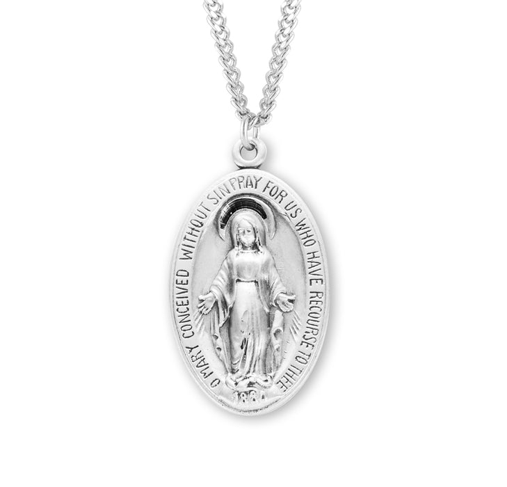 Sterling Silver Oval Sterling Silver Miraculous Medal - S110924