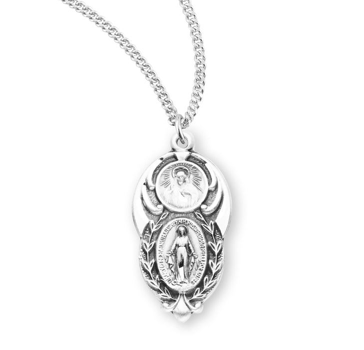 Sterling Silver Miraculous Medal Scapular Combination - S111218