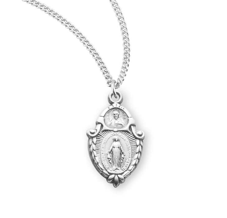 Sterling Silver Miraculous Medal Scapular Combination - S111318