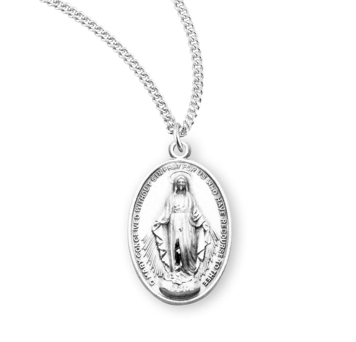 Sterling Silver Oval Miraculous Medal - S112518