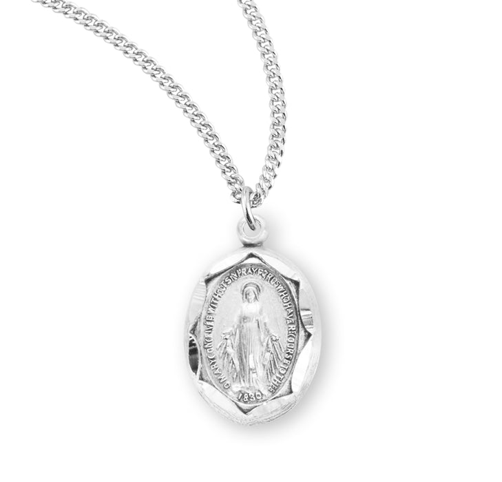 Sterling Silver Oval Miraculous Medal - S113018