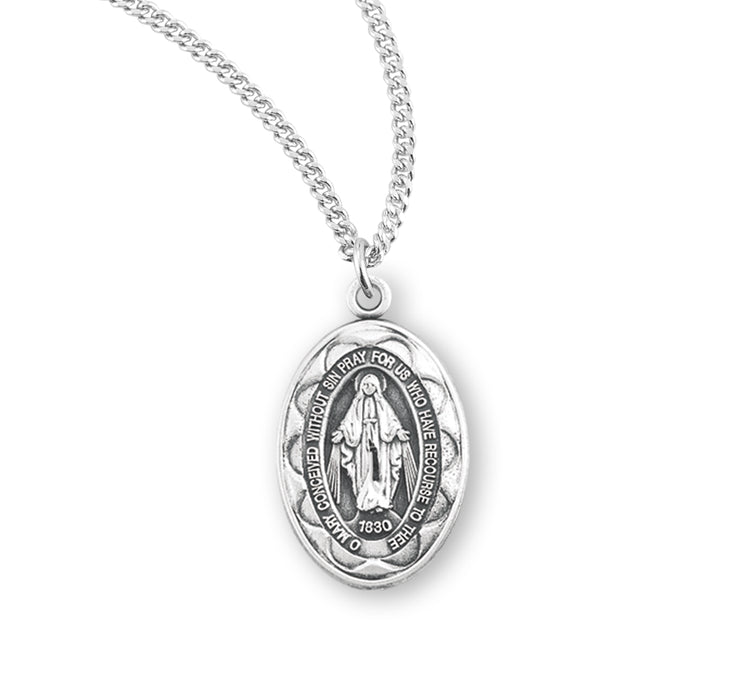 Sterling Silver Oval Miraculous Medal - S113218