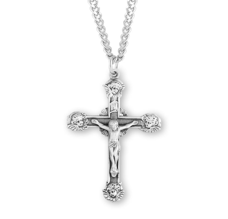 Angel Tipped Sterling Silver Crucifix - S11324